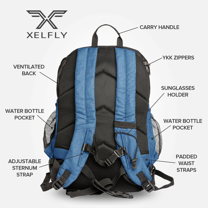 Xelfly Basketball Backpack with Ball Compartment â€“ Sports Equipment Bag for Soccer Ball, Volleyball, Gym, Outdoor, Travel, Team â€“ 2 Bottle Pockets, Includes Laundry or Shoe Bag â€“ 25L (Blue) - Image 2